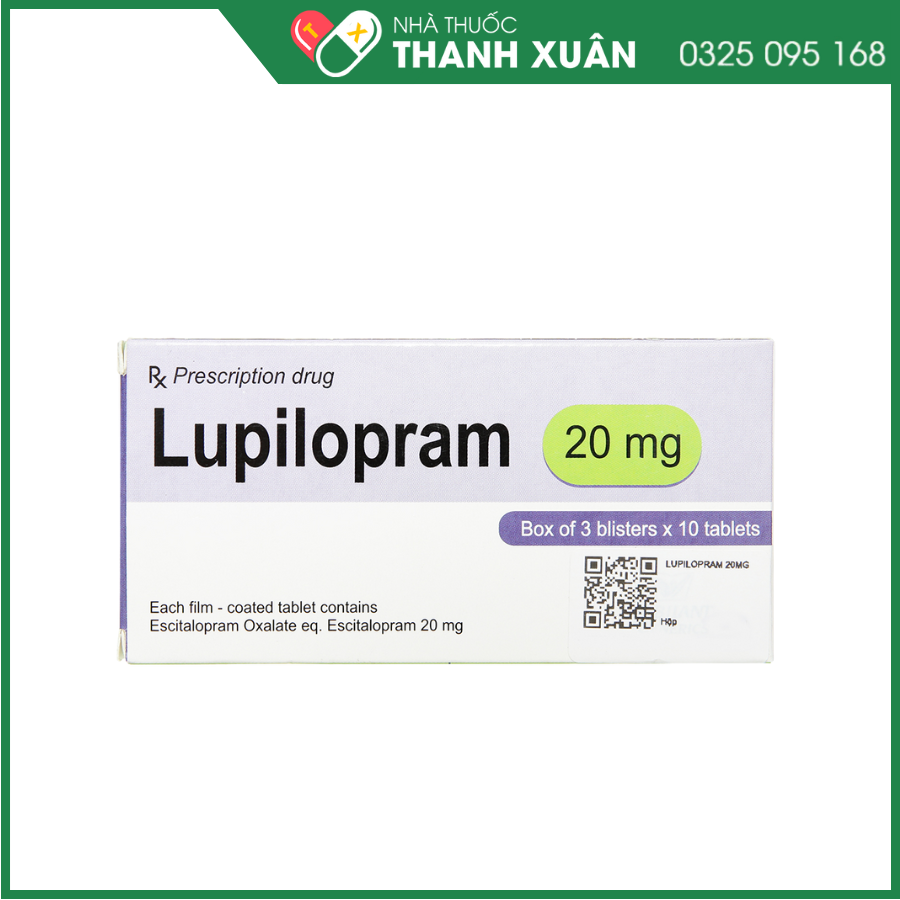 Lupilopram 20mg trị trầm cảm, rối loạn lo âu